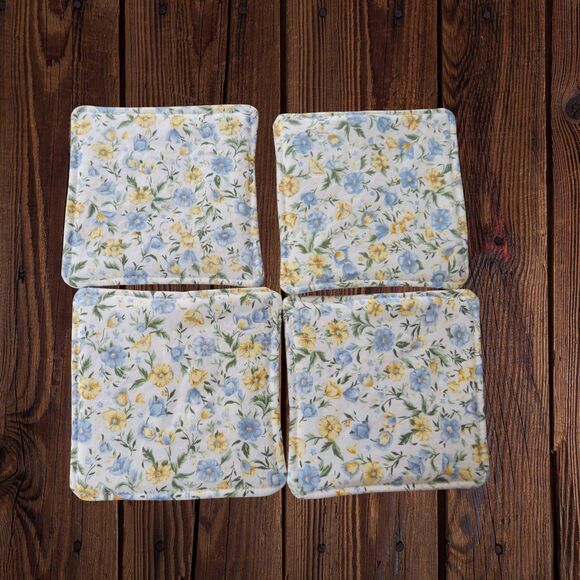 Fabric Coasters, Set Of 4, Farm Animal Reversible Country Floral Mug Rugs - Picture 4 of 9